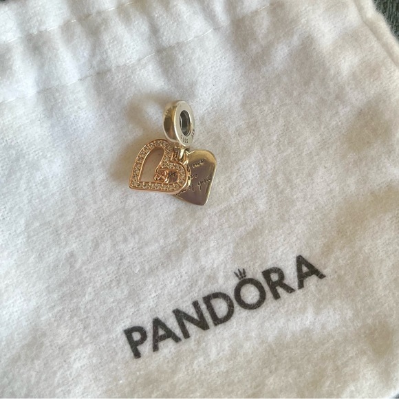 Pandora Sparkling Freehand Heart Dangle Charm - Picture 4 of 5